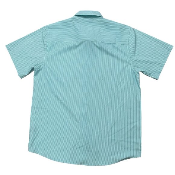 Dixxon Flannel Shirt Mens L Benny Short Sleeve Performance Stretch Green Striped - Picture 3 of 5